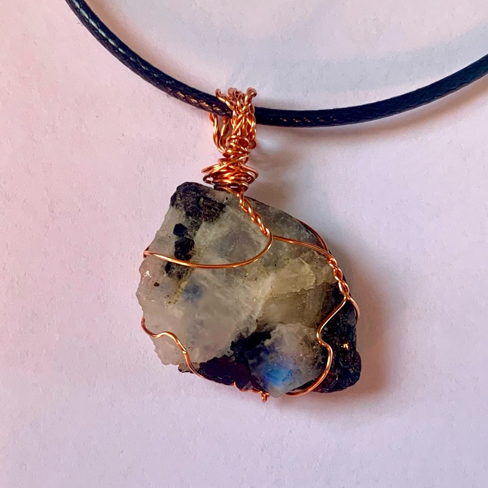 Raw Moonstone Necklace-Handcrafted NWT